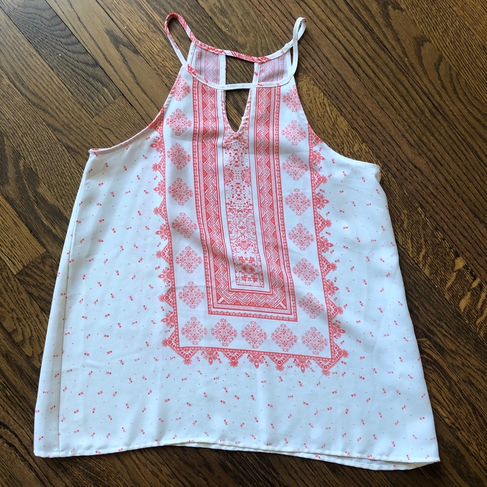 4/$20 Sweet Wanderer White/Coral Tank Top Small